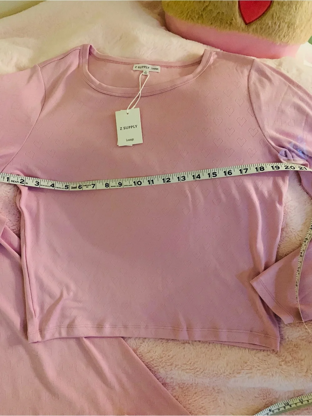 Z Supply Maison Heart Pointelle Long Loungewear Set Pink Crush Large Comfy NWT